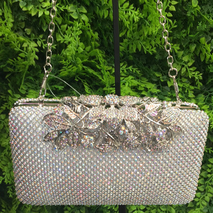 Silver flowered purse