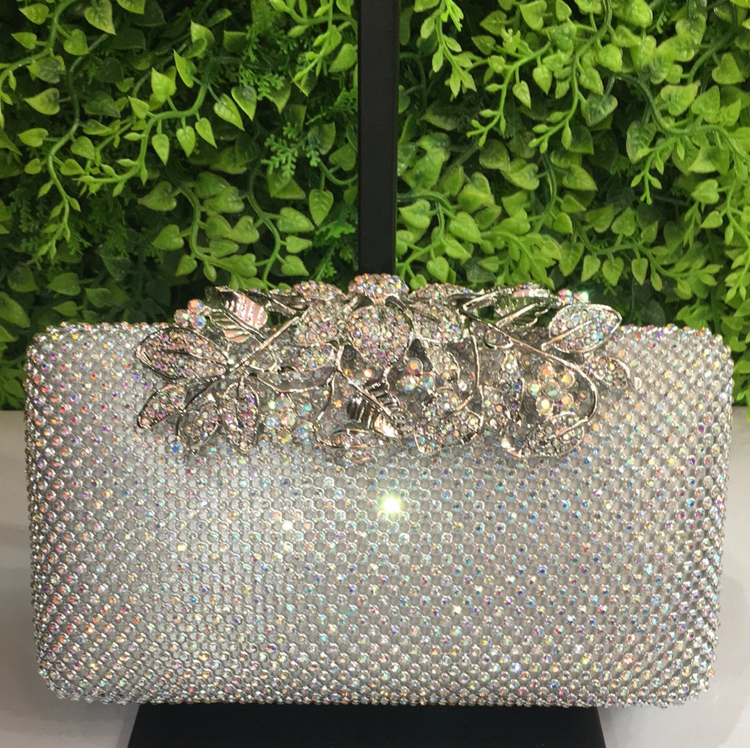 Silver flowered purse